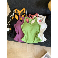 批发实拍工字美背<b class='q'>吊带</b><b class='q'>背心</b>女夏季新款修身显瘦带胸垫辣妹套头<b class='q'>打底</b>上衣