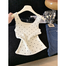 批发实拍别致小众波点针织吊带外穿小<b class='q'>背心女</b>春夏季2026款<b class='q'>工字</b>内搭上衣