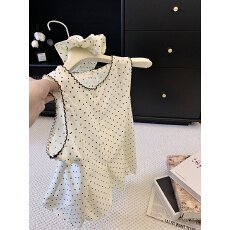 批发实拍夏季新款韩版甜美波点圆领无袖背心女减龄百搭上衣女配发圈