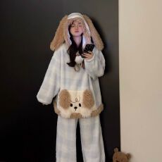 批发实货 可爱卡通保暖<b class='q'>珊瑚</b><b class='q'>绒</b>秋冬季<b class='q'>睡衣</b>女加厚日系美少女家居服套装