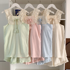 批发实货 春<b class='q'>夏季</b>带胸垫花边<b class='q'>性感</b>吊带短裤<b class='q'>睡衣</b>女简约休闲家居服可外穿