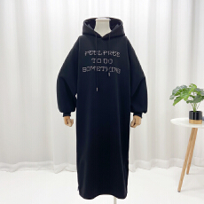 批发250克大卫衣双层帽冬季韩版个性印花慵懒风卫衣裙女