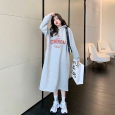 批发250克大卫衣 双层帽韩国chic秋冬简约休闲<b class='q'>连衣裙</b>女卫衣裙