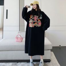 批发250克大卫衣 双层帽韩国chic秋冬简约休闲<b class='q'>连衣裙</b>女卫衣裙