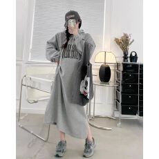 批发250克大卫衣 双层帽韩国chic秋冬简约休闲<b class='q'>连衣裙</b>女卫衣裙