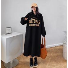 批发250克大卫衣 双层帽韩国chic秋冬简约休闲<b class='q'>连衣裙</b>女卫衣裙