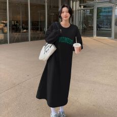 批发250克大卫衣韩国chic秋冬简约休闲<b class='q'>连衣裙</b>女22新款卫衣裙