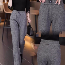 女士冬季裤子加绒阔腿筒裤中年妈妈秋冬长裤外穿百搭裤子秋冬款