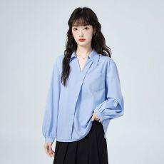 批发官图原版做工 V领长袖<b class='q'>白色</b><b class='q'>衬衫</b>女职业通勤<b class='q'>衬衣</b>设计感上衣