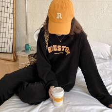 批发网红休闲时尚运动套装女加绒加厚<b class='q'>春</b>秋新款宽松洋气卫衣长裤两件套