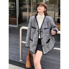 批发大码女装秋季新款小香风时尚<b class='q'>外套</b><b class='q'>显瘦</b>贵气毛呢子百搭胖mm上衣