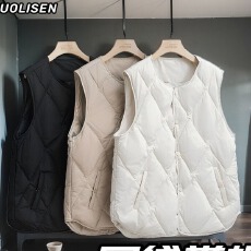 批发百搭简约胖mm300斤法式秋冬轻薄<b class='q'>马甲</b>无领薄款菱格<b class='q'>马夹</b>女遮肚<b class='q'>马甲</b>