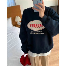 批发韩国东大门休闲百搭字母印花圆领宽松<b class='q'>套头卫衣</b>