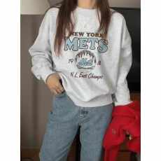 批发韩国东大门休闲百搭字母印花圆领宽松<b class='q'>套头卫衣</b>