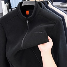 批发男士夹克中年户外运动休闲外套摇粒绒保暖上衣爸爸装<b class='q'>春</b>秋冬抓绒衣