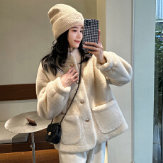 批发立领小香风仿水貂毛绒冬季环保皮草女2025新款高级感上衣<b class='q'>兔毛</b>外套