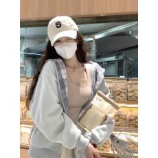 官图华棉复合真跳420g原版做法秋冬宽松拼接格子连帽卫衣外套女