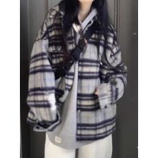 批发官图# 美式慵懒格子外套女秋冬季宽松加厚小个子高级感棒球<b class='q'>服</b>夹克