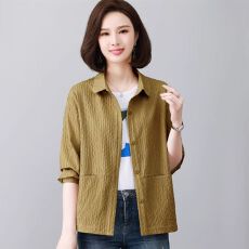 批发休闲薄款短<b class='q'>外套女</b>2026早秋新款爆款衬衣<b class='q'>中老年</b>妈妈长袖上衣衬衫女