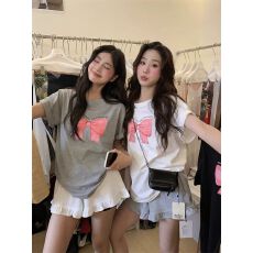 批发韩国外贸韩版新款<b class='q'>短袖</b><b class='q'>T</b><b class='q'>恤</b>女装夏季打底圆领印花宽松印花上衣