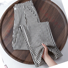 条纹裤子女夏季薄款2026年新款直筒休闲裤宽松高腰显瘦阔腿裤