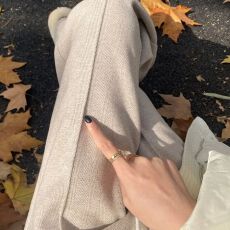 批发人字纹加绒阔腿裤女秋冬高腰毛呢裤子<b class='q'>休闲</b>窄版直筒香蕉裤