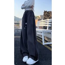 批发侧边条纹设计款香蕉裤女潮2026春<b class='q'>秋</b>款高腰垂感阔腿裤直筒拖地裤子