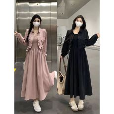 批发黑色吊带连衣裙外搭<b class='q'>开衫</b>高级感秋季穿搭气质裙子胖mm遮肚显瘦长<b class='q'>裙</b>