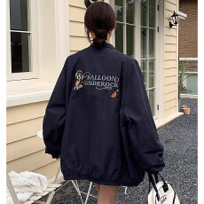 批发<b class='q'>韩版</b>慵懒风狗狗爆款棒球服外套女韩系春季夹克上衣立领工装开衫