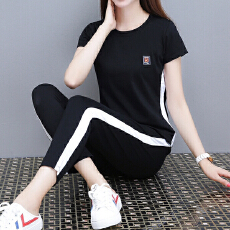 批发夏季<b class='q'>运动</b>套装<b class='q'>女</b>2026新款宽松九分裤大码短袖上衣休闲两件套