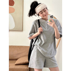 批发<b class='q'>休闲</b>运动服<b class='q'>套装</b>女夏季新款短袖短裤学院风盐系少女跑步两件套