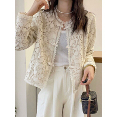 批发新中式蕾丝钩花短外套女长袖春装2026新款外搭中国风女装