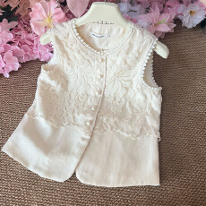 批发新中式简约刺绣法式蕾丝上衣小个子时尚女款优雅气质百搭