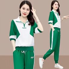 批发休闲时尚套装女夏季2026新款洋气减龄运动服束脚裤气质