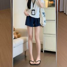 批发高腰<b class='q'>运动</b>短裤女夏季小个子松紧腰外穿显瘦休闲弹力a字热裤