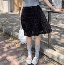 有内衬木耳边蛋糕裙波点百褶裙夏季薄款中裙2026新款日系
