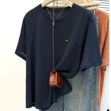 批发薄款雪花棉短袖T恤女夏季<b class='q'>韩版</b>宽松打底衫设计感小众半袖