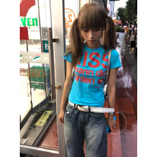 批发美式<b class='q'>街头</b>短袖女夏季字母印花辣妹正肩T恤修身显瘦短款