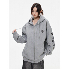批发刺绣连帽卫衣外套女春<b class='q'>秋</b>新款宽松设计感小众