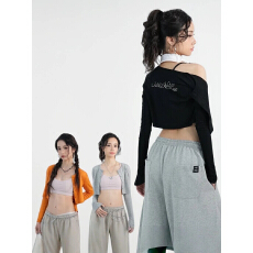 批发粤顺纯欲风开衫长袖T恤女春季修身显瘦百搭小众