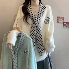 批发大码女装韩系设计感围巾宽松<b class='q'>针织</b>上衣秋冬新款慵懒学生套头毛衣女