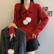 批发<b class='q'>大码</b><b class='q'>女装</b>翻领毛衣外套女秋冬季2025新款超火减龄宽松慵懒风针织衫