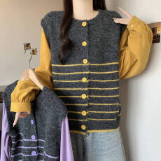 批发大码女装假两件羊毛针织马甲衬衫女欧洲站2026新款欧货女装