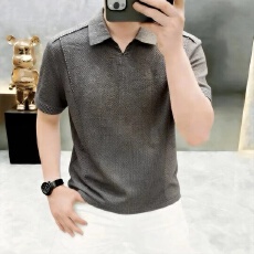批发高档男士<b class='q'>夏</b>季新款翻领短袖T恤POLO衫潮流休闲老钱风轻奢男装