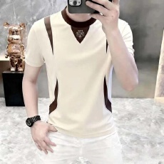 批发专柜品质欧货轻奢撞色短袖T恤男士春<b class='q'>夏</b>新款时尚百搭潮流男上衣