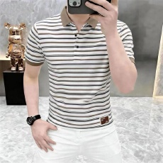 专柜品质夏季男士条纹短袖POLO衫时尚百搭休闲半袖上衣男装