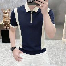 批发2026年夏季男士高端翻领<b class='q'>时尚</b>欧版设计感帅气高品质潮流短袖T恤男