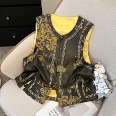 批发实拍 新中式国风提花织锦两面穿马甲女新款高级感百搭小坎肩