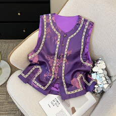 批发实拍 新中式国风提花织锦两面穿马甲女新款高级感百搭小坎肩