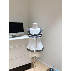 批发cookadaily人鱼_莱赛尔棉中古撞色<b class='q'>蕾丝</b>蝴蝶结无袖背心吊带上衣